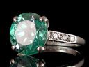 Vintage Platinum Blue Zircon & Diamond Art Deco Engagement Ring Thumb