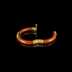 Vintage 24KT Gold Brown Jade Bangle