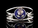 Vintage Silver Pietra Dura Cuff Bangle 