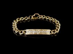 Vintage 9ct Gold & Diamond Identity Bracelet 