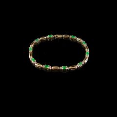 Vintage 10ct Gold Emerald and Diamond Link Bracelet