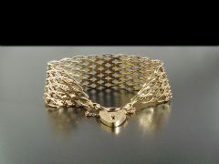 Vintage 9ct Solid Gold Mesh Gate Bracelet