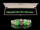 Vintage Boxed 9ct W/Gold & Carved Jade Art Deco Bracelet
