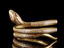 Vintage 9ct Gold & Ruby Coil Snake Bangle