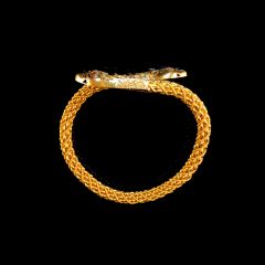 Vintage 22CT Gold Ruby and Diamond Snake Bracelet - Flat