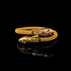 Vintage 22CT Gold Ruby and Diamond Snake Bracelet