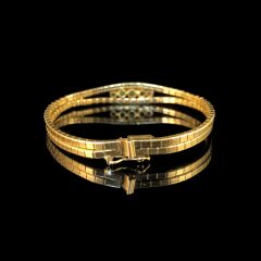 Vintage 18CT Gold and Turquoise Twin Band Bracelet - Back