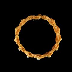 Vintage Filippini Fratelli 18CT Gold and Turquoise Weave Bracelet - Closed
