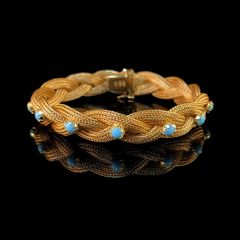 Vintage Filippini Fratelli 18CT Gold and Turquoise Weave Bracelet
