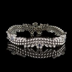 Vintage 18ct White Gold 2.58CT Diamond & Sapphire Flower Bracelet