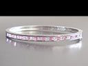 Vintage 18ct white Gold Pink & White Diamond Hinged Bangle 