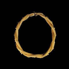 Vintage Italian 18CT Gold Weave Bracelet - Flat Closed