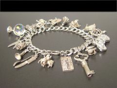 Vintage Double link Silver Charm Bracelet