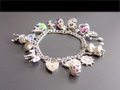 Vintage Silver Multi-Link Charm Bracelet
