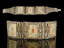 Antique Silver Chinese Filigree Panel Bracelet