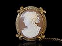 Antique 9ct Gold Bull Mouth Cameo Brooch Thumbnail