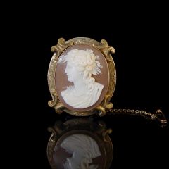 Antique 9ct Gold Bull Mouth Cameo Brooch 
