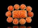 Antique 15ct Gold Carved Red Coral Brooch