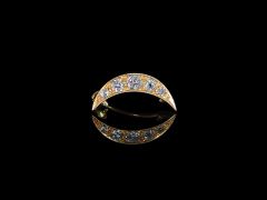 Antique 18ct Gold & Diamond Crescent Brooch 