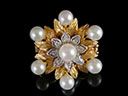 Vintage 18ct Gold Diamond & Pearl Flower Pendant
