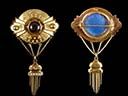 Antique 15ct Gold Amethyst & Pearl Circular Tassel Brooch Thumbnail