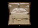 Antique Boxed 18ct Gold & Pearl Bar Brooch