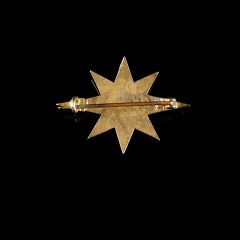 Art Deco 15ct Gold Pearl and Enamel Starburst Brooch - Back