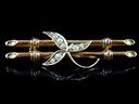 Vintage 9ct Rose Gold & Pearl Leaf Bar Brooch