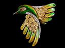 Antique French 18ct Gold & Platinum Ruby Diamond & Enamel Humming Bird Brooch