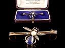Antique 9ct Gold Sapphire & Diamond Bee Brooch