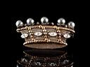 Antique Georgian Silver Gilt Rhinestone & Pearl Crown Brooch