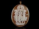 Antique 18ct Gold & Conch Shell 3 Graces Cameo Brooch-Pendant