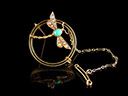 Antique 15ct Gold Turquiose & Pearl Dragonfly Pendant Brooch
