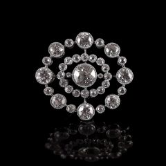 Antique Platinum and Diamond Oval Art Deco Brooch