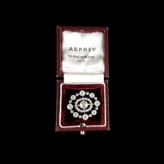 Antique Platinum and Diamond Oval Art Deco Brooch Boxed