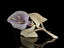 Vintage Silver Gilt Carved Amethyst & Quartz Orchid Brooch