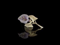 Vintage Silver Gilt Carved Amethyst & Quartz Orchid Brooch