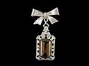 Antique Silver & Smoky Quartz Bow Brooch