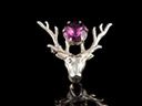 Antique Silver & Amethyst Stag Brooch 