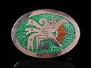Vintage Mexican Silver & Turquoise Belt Buckle 