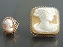 Vintage 9ct Gold Shell Cameo Jewellery Set