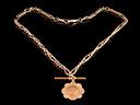 Antique 9ct Rose Gold T-Bar Albert Chain & Fob