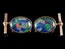 Vintage 9ct Gold Black Opal & Lapis Lazuli Cufflinks 