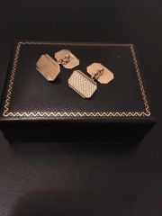 Vintage 9ct Rose Gold Octagonal Art Deco Cufflinks 
