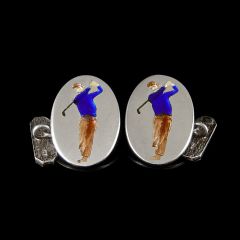 Vintage Silver & Enamel Golfer Cufflinks