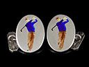 Vintage Silver & Enamel Golfer Cufflinks