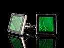 Vintage Silver Malachite & Onyx Art Deco Cufflinks