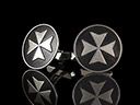 Vintage Silver & Onyx Maltese Cross Cufflinks