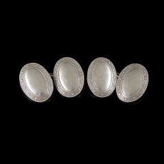 Vintage Silver Oval Art Deco Cufflinks