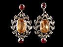 Vintage 18ct W/Gold Citrine Ruby & Diamond Earrings